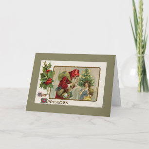 Père Noël victorienne et carte de Noël pour enfant