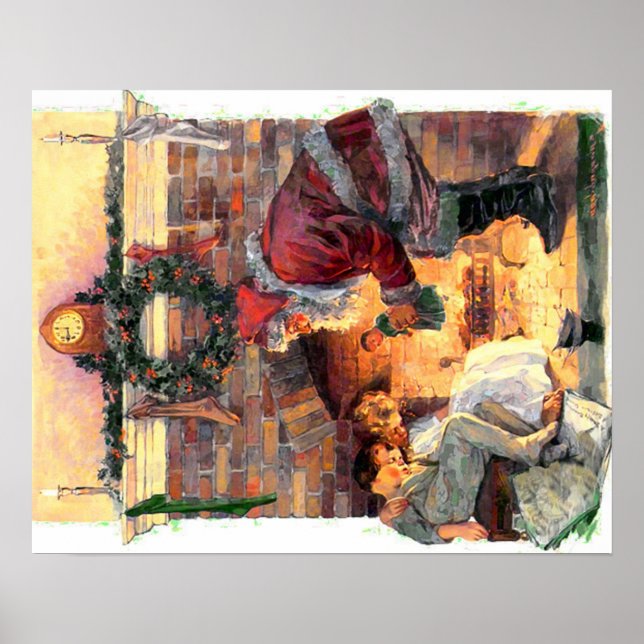 Père Noël vintage avec affiche pour enfants (Devant)