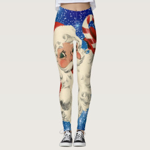 père Noël vintage avec leggings de sucre de canne