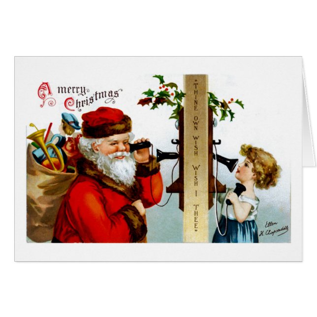 Père Noël vintage avec téléphone (Devant horizontal)