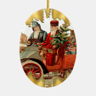 Père Noël vintage en ornement de Noël de voitur