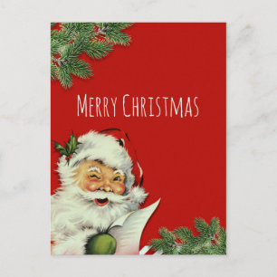 Père Noël vintage rouge carte de vœux de Noël