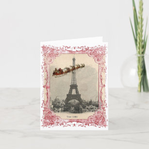 Père Noël vintage sur la carte de Noël Paris