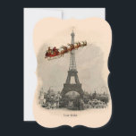 Père Noël vintage sur Paris - Carte de poche de No<br><div class="desc">Une Père Noël vintage et son traîneau rempli de jouets volent devant la Tour Eiffel à partir d'une carte postale française antique. Le dos dit Joyeux Noel ! et est prêt à customiser avec vos noms et tout autre message de votre choix. Les modèles correspondants sont disponibles dans mon magasin...</div>