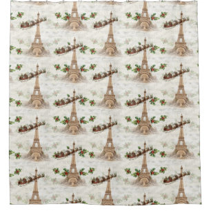 Père Noël vintage sur Paris Rideau de douche de No