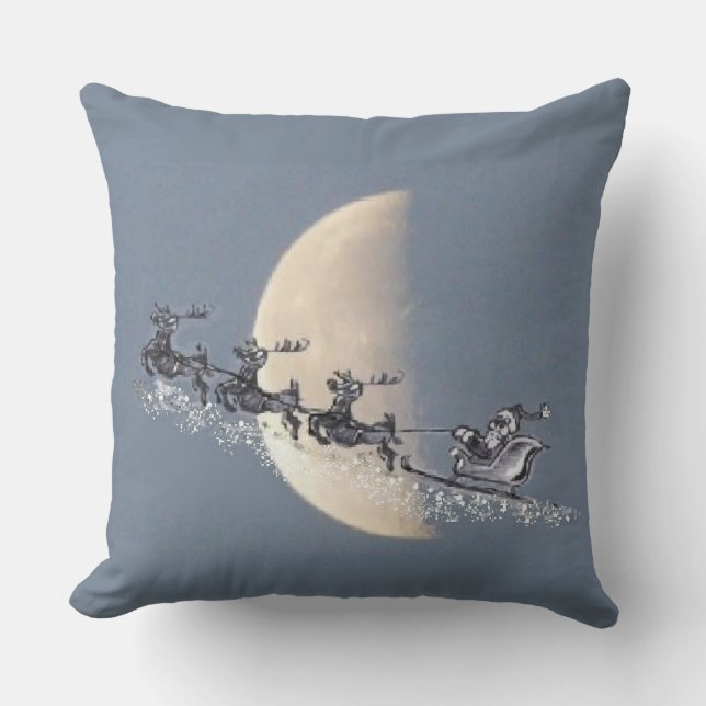 Père Noël volant dans un oreiller de Noël en traîn (Recto)