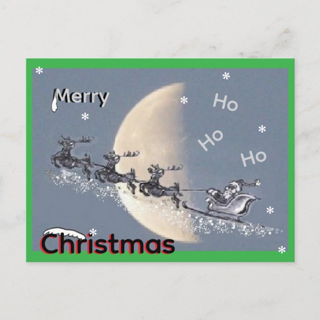 Père Noël volant sur un traîneau à rennes Carte de (Devant)