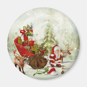 Père Noël Woodland Stop - Reindeer & Sleigh Magnet