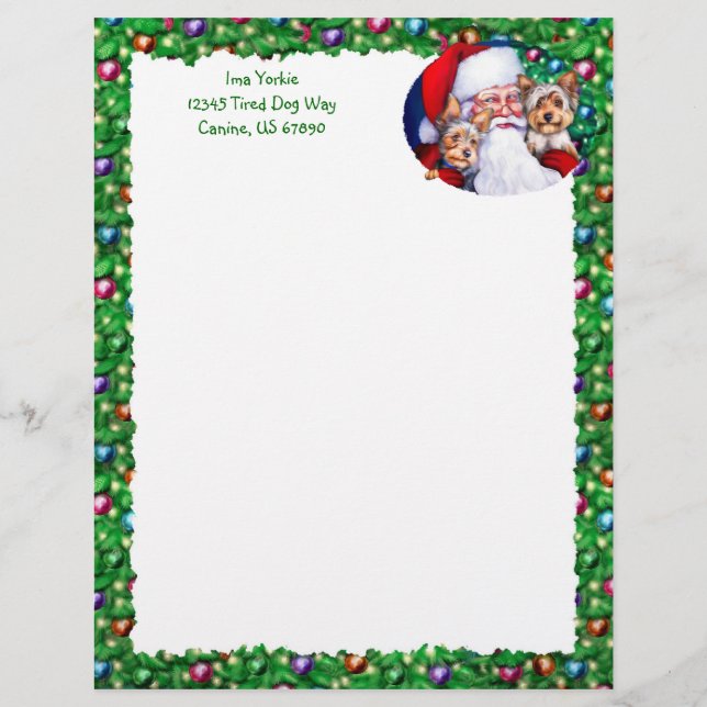 Père Noël Yorkies à Noël (Devant)