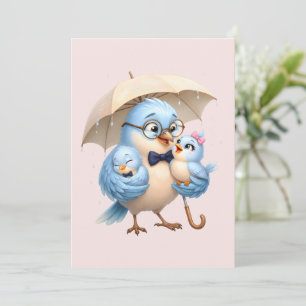 Père Oiseau Carte Pliée Pour Papa