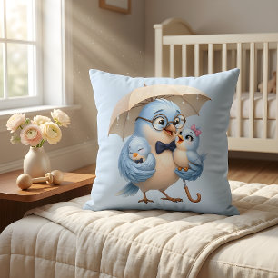 Père Oiseau Coussin de Jet Décor de Famille