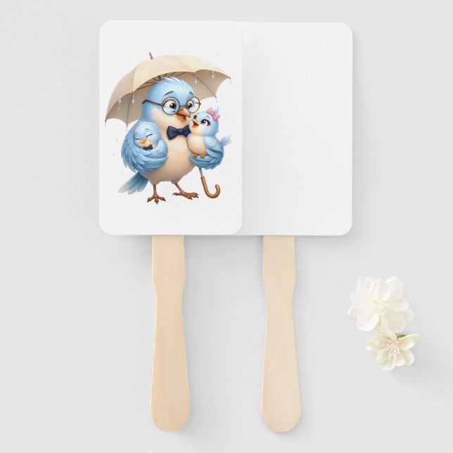 Père Oiseau Éventail Manuel Cadeau Papa (Devant et derrière)