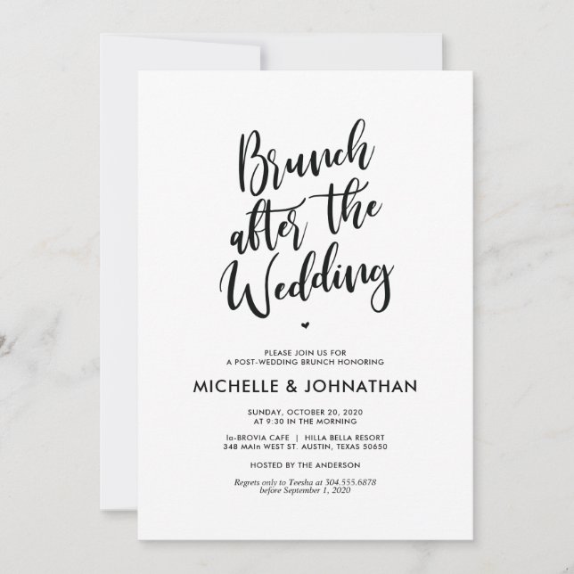 Perfect Calligraphy Post Mariage Brunch Invitation (Devant)