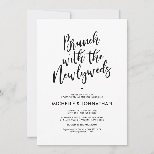 Perfect Calligraphy Post Mariage Brunch Invitation (Devant)