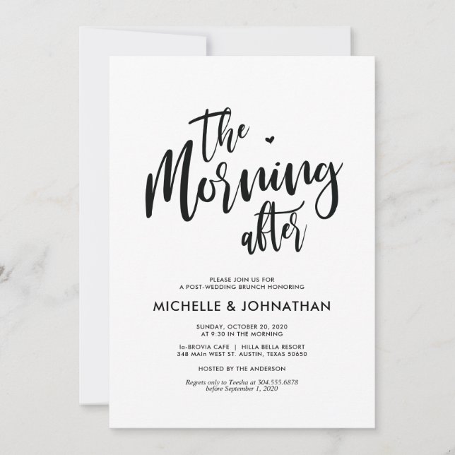 Perfect Calligraphy Post Mariage Brunch Invitation (Devant)