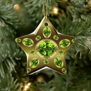 Peridot Faux Stone sur Gold Star Xmas Ornement