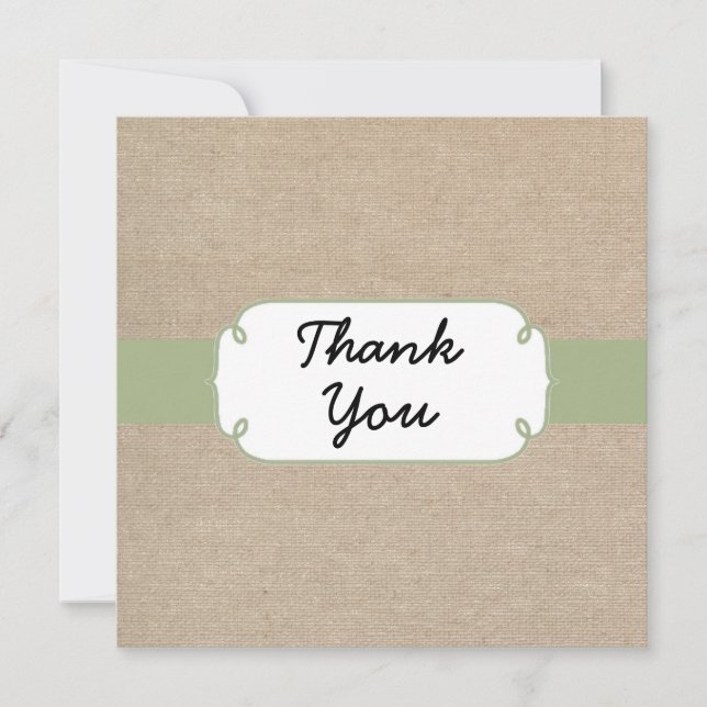 Peridot rustique et carte de remerciements beige (Devant)