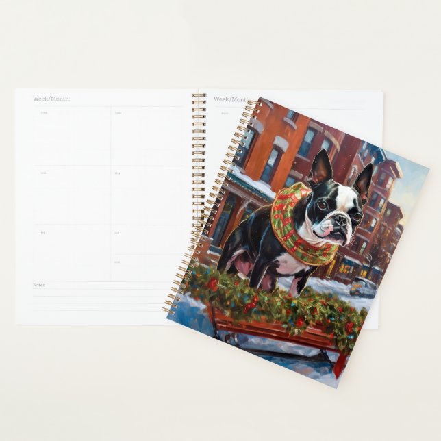 Période de fêtes de Noël du Boston Terrier (Devant avec enveloppe)
