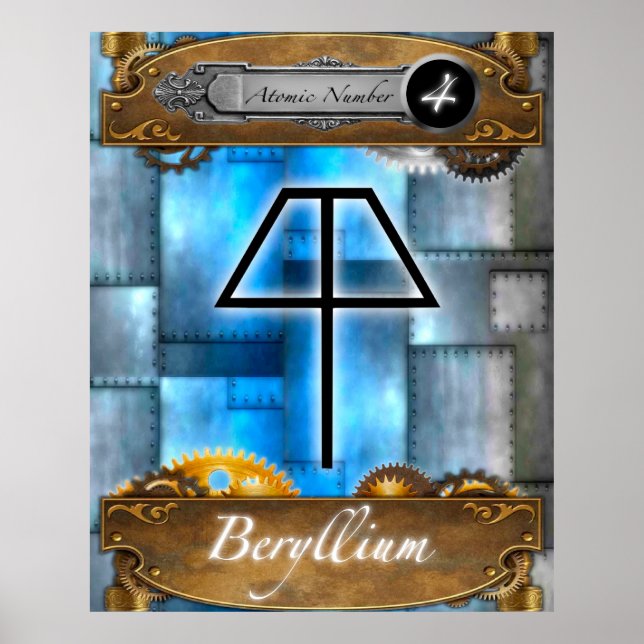 Periodic Table Beryllium Atomic Number #4 Poster (Devant)