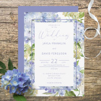 Périwinkle Blue White Hydrangea Fleurs Invitation
