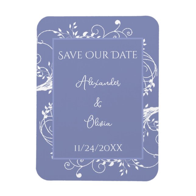 Périwinkle Flourish Save the Date Magnet (Vertical)