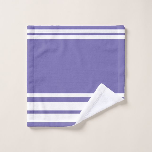 Périwinkle : Lignes modernes et Cercle en blanc (Gant de toilette)