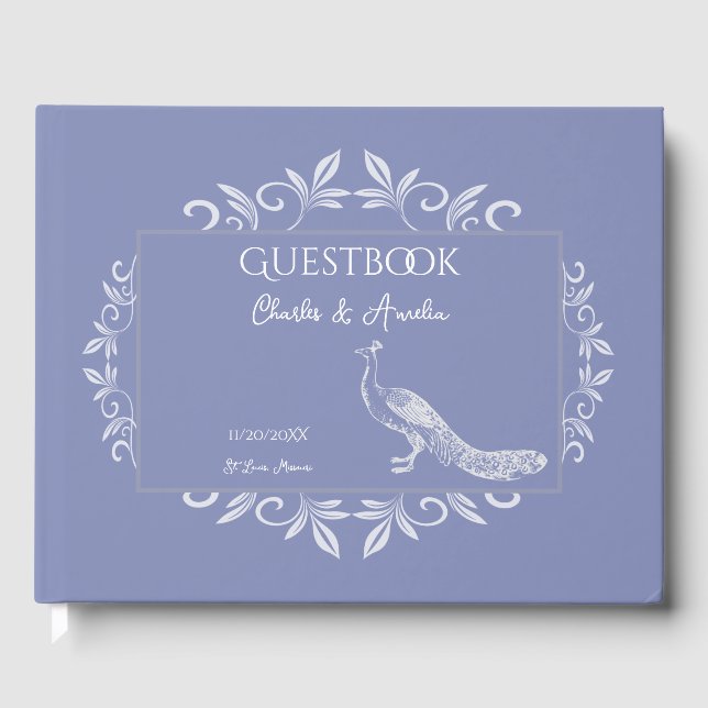 Periwinkle Peacock Flourd Mariage livre d'invité (Recto)