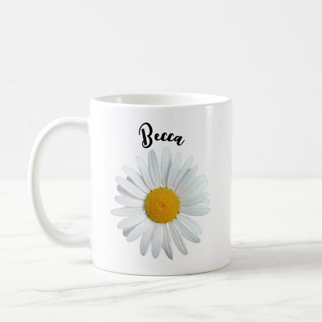 Perky White Daisy Flower Personnalisé Mug (Gauche)