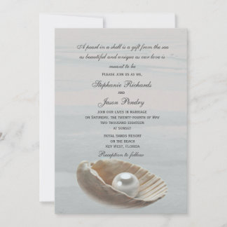Perle dans une Faire-part de mariage Shell