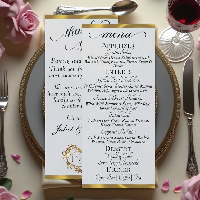 Perle d'Argent/Or - Menu Monogramme & Merci (Créateur téléchargé)
