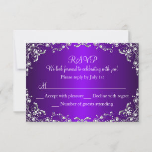 Perle d'argent pourpre Damask Sweet 16 RSVP
