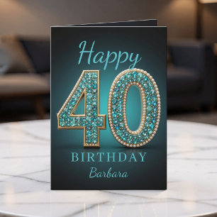 Perle de Ténèbres Diamant Glam 40e Carte de Vœux d