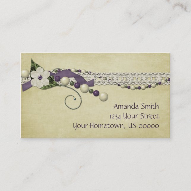 Perles blanches pourpres vintages et carte de (Devant)