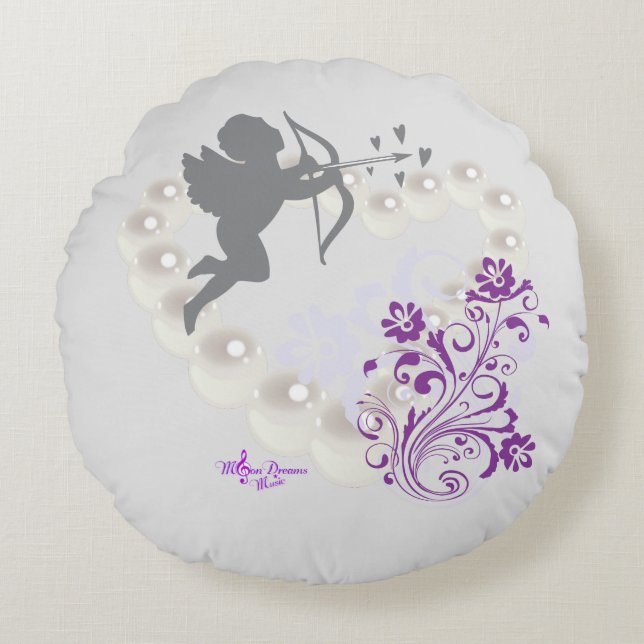 Perles croustillantes Coeur floral Coussin rond gr (Devant)