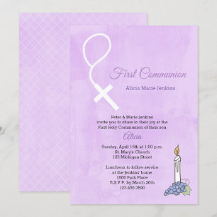 Perles de Rosaire, bougie, Invitation de la premiè