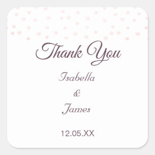 Perles d'or rose sur Stickers de mariage Merci