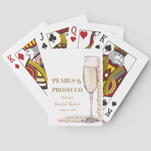 Perles dorées et Prosecco Cartes à jouer Classique (dos)
