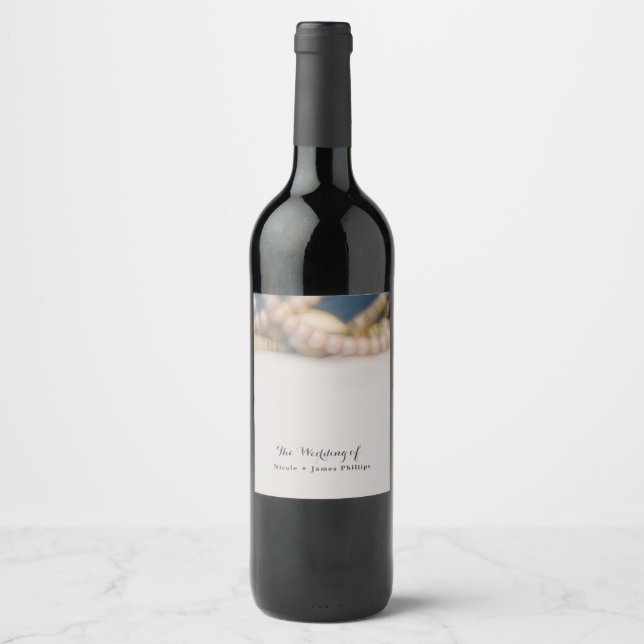 Perles Élégantes & Étiquettes de Vin de Plage Coqu (Devant)