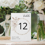 Perles et blanc Numéro de table florale<br><div class="desc">Habillez vos tables de mariage ou de fête avec votre carte Pearls & White Floral Beige Table Number.</div>