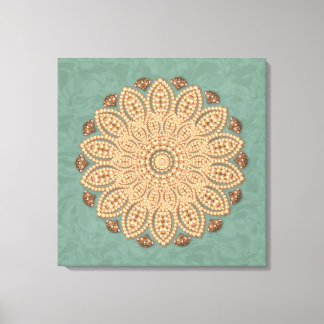 Perles et diamants Mandala sur toile Aqua