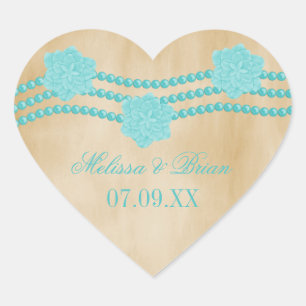 Perles et fleurs Stickers de mariage