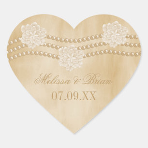 Perles et fleurs Stickers de mariage
