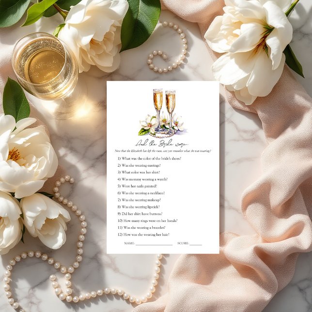 Perles et le jeu de mémoire de Fête des mariées Pr (Pearls and Prosecco Bridal Shower Memory Game)