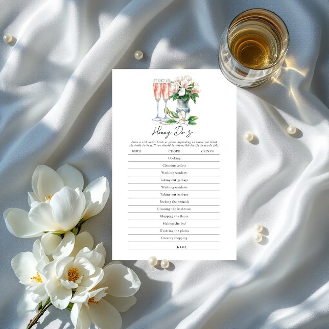 Perles et Prosecco Honey Do’s Fête des mariées Gam (Pearls and Prosecco Honey Do’s Bridal Shower Game)