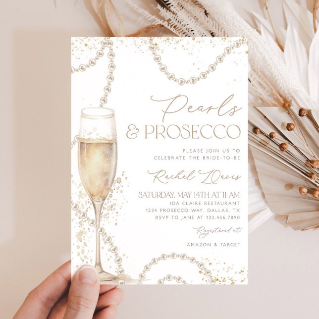 Perles et Prosecco Invitation de douche nuptiale,  (Créateur téléchargé)