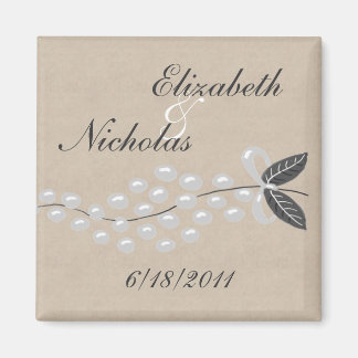 Perles grises Parchemin Enregistrer la date Magnet