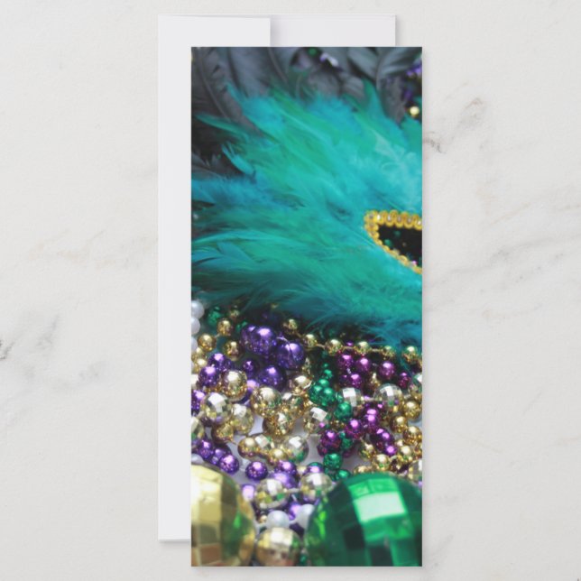 Perles Mardi Gras et Masque de Plumes Vertes (Devant)