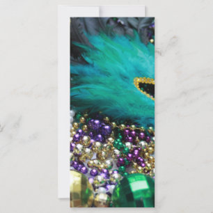 Perles Mardi Gras et Masque de Plumes Vertes