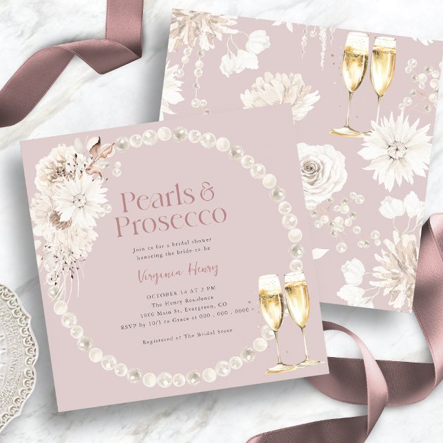 Perles roses Poursuivre Invitation (Pink Pearls Prosecco Invitation
)