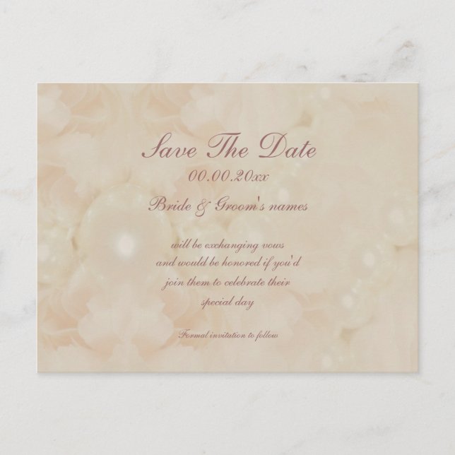 Perles roses rose enregistrer les invitations date (Devant)